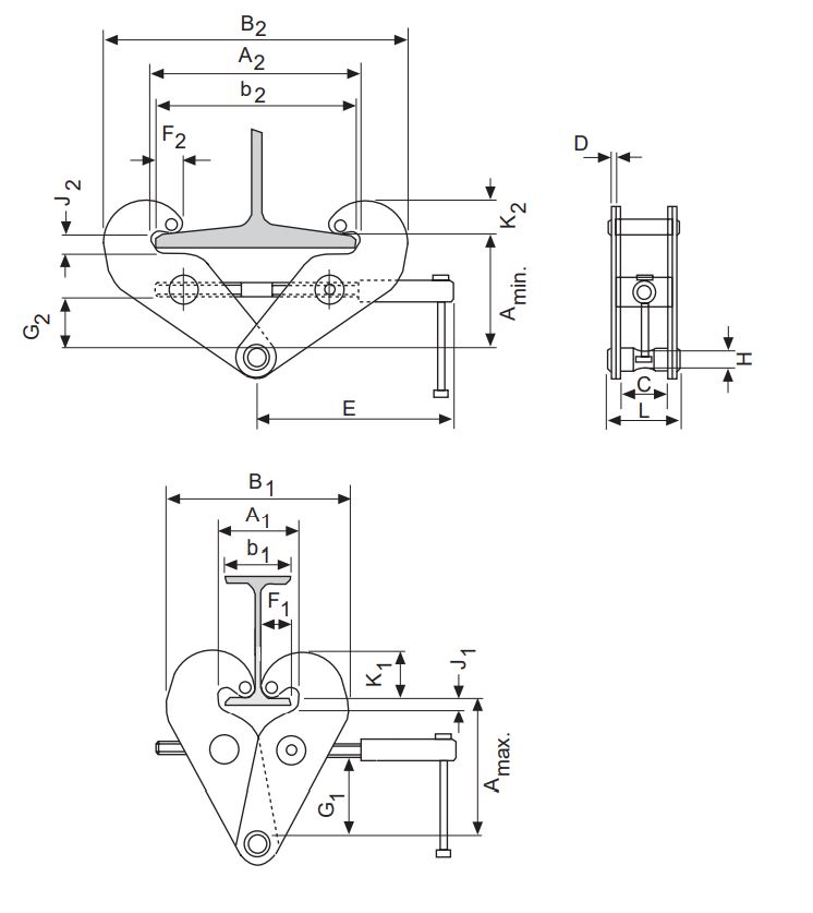 Trägerklemme YC1 1.000kg 75-230mm